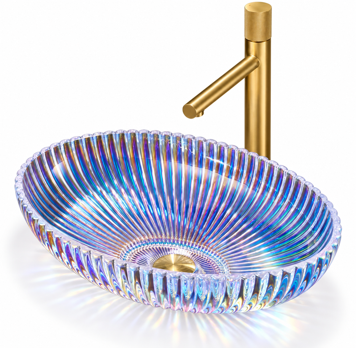 VENEZIA FLUTED GLASS OVAL VESSEL SINK