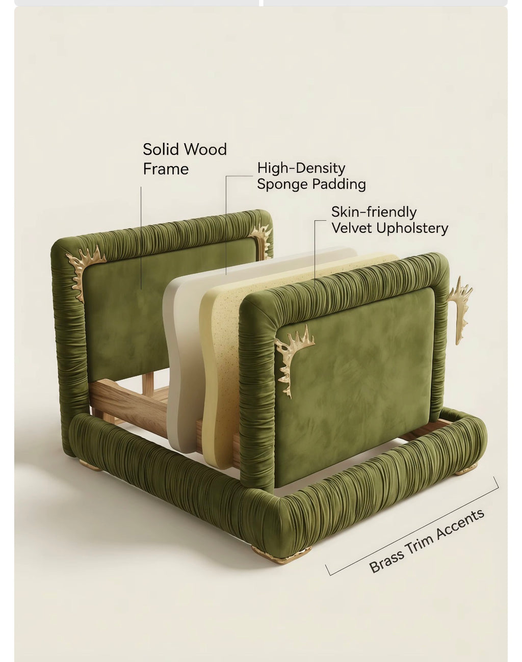 Lorenzo Gold Pleated Velvet Bed