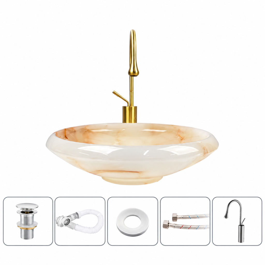 Alessia Warm Ivory Vessel Sink Set
