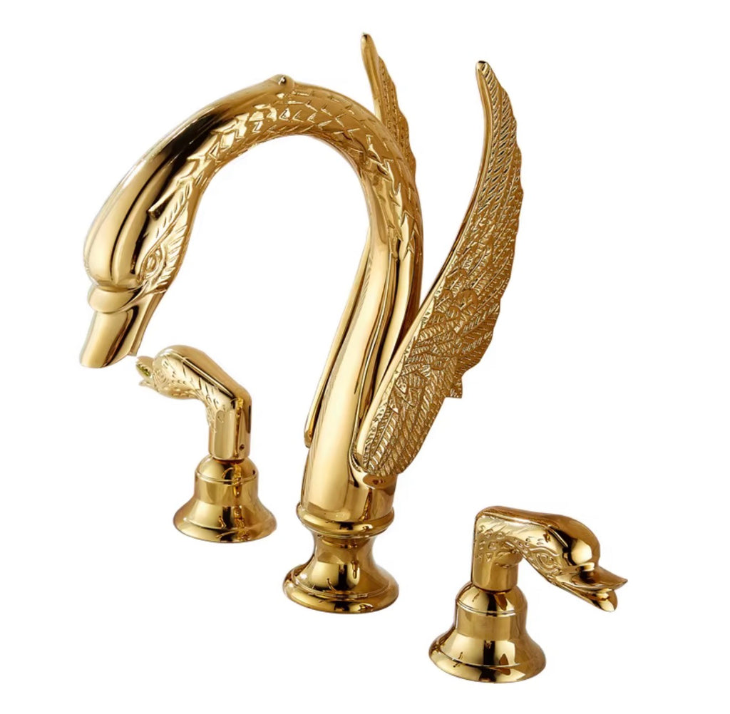 Cygne Sculptural  Swan Widespread Bathroom Faucet