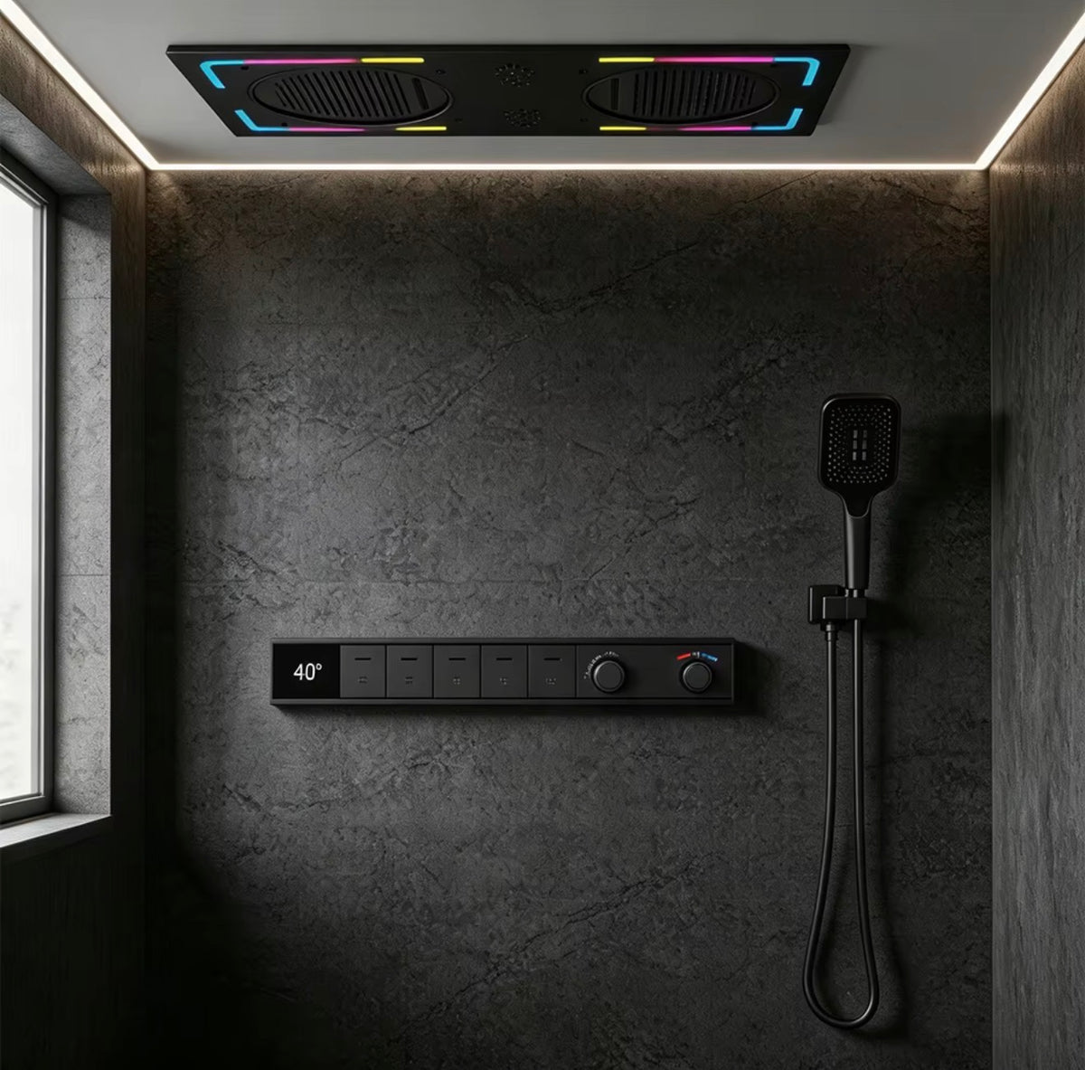 LUCIANO 5-FUNCTION THERMOSTATIC DUAL RAIN SHOWER SYSTEM