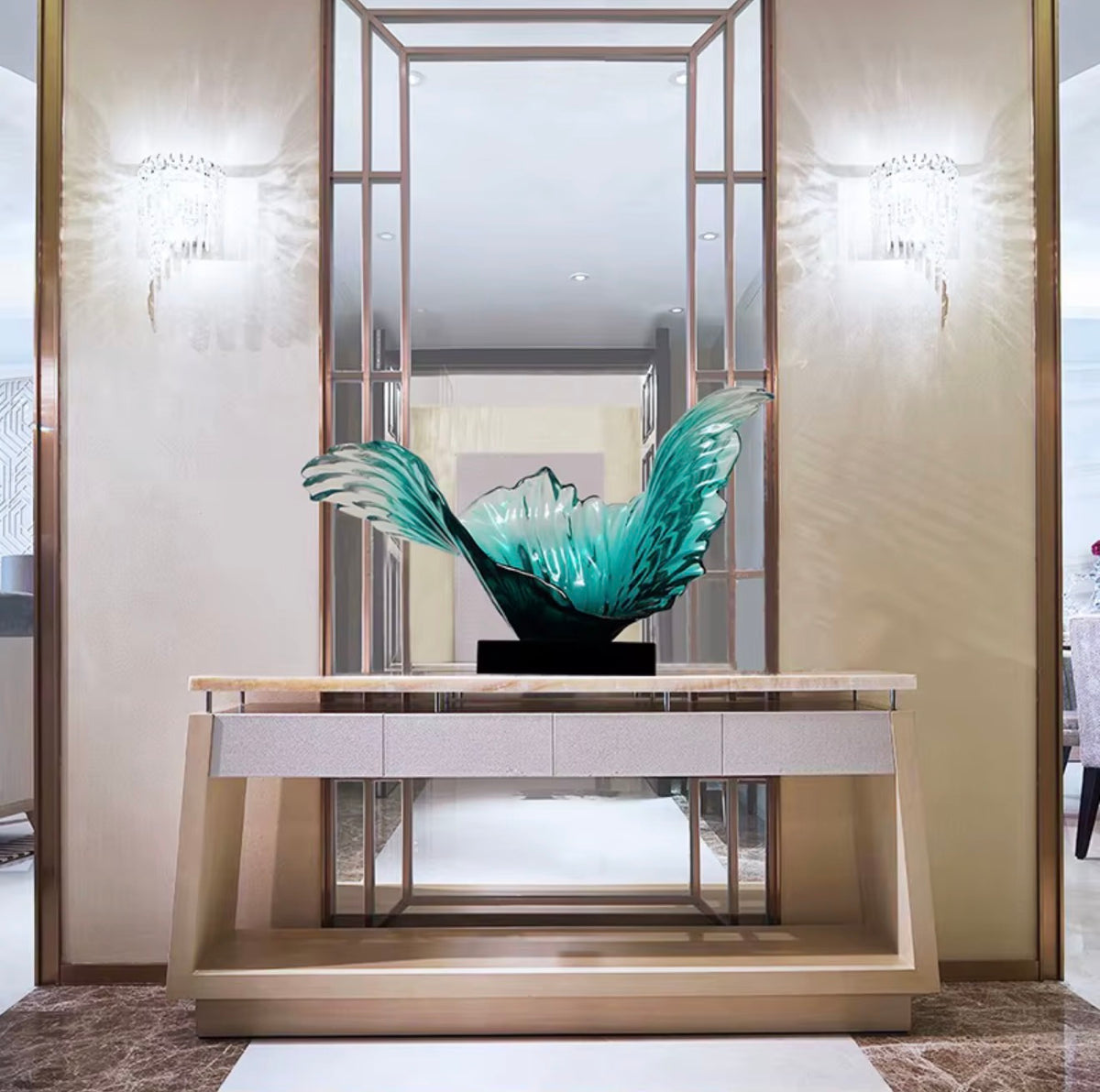 Azure Bloom Sculptural Centerpiece