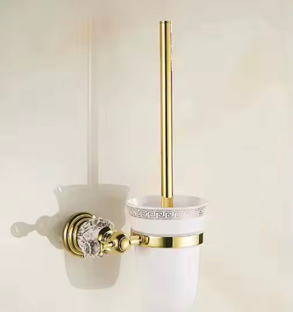 Amelia 7-Piece Golden Crystal Bathroom Hardware Set