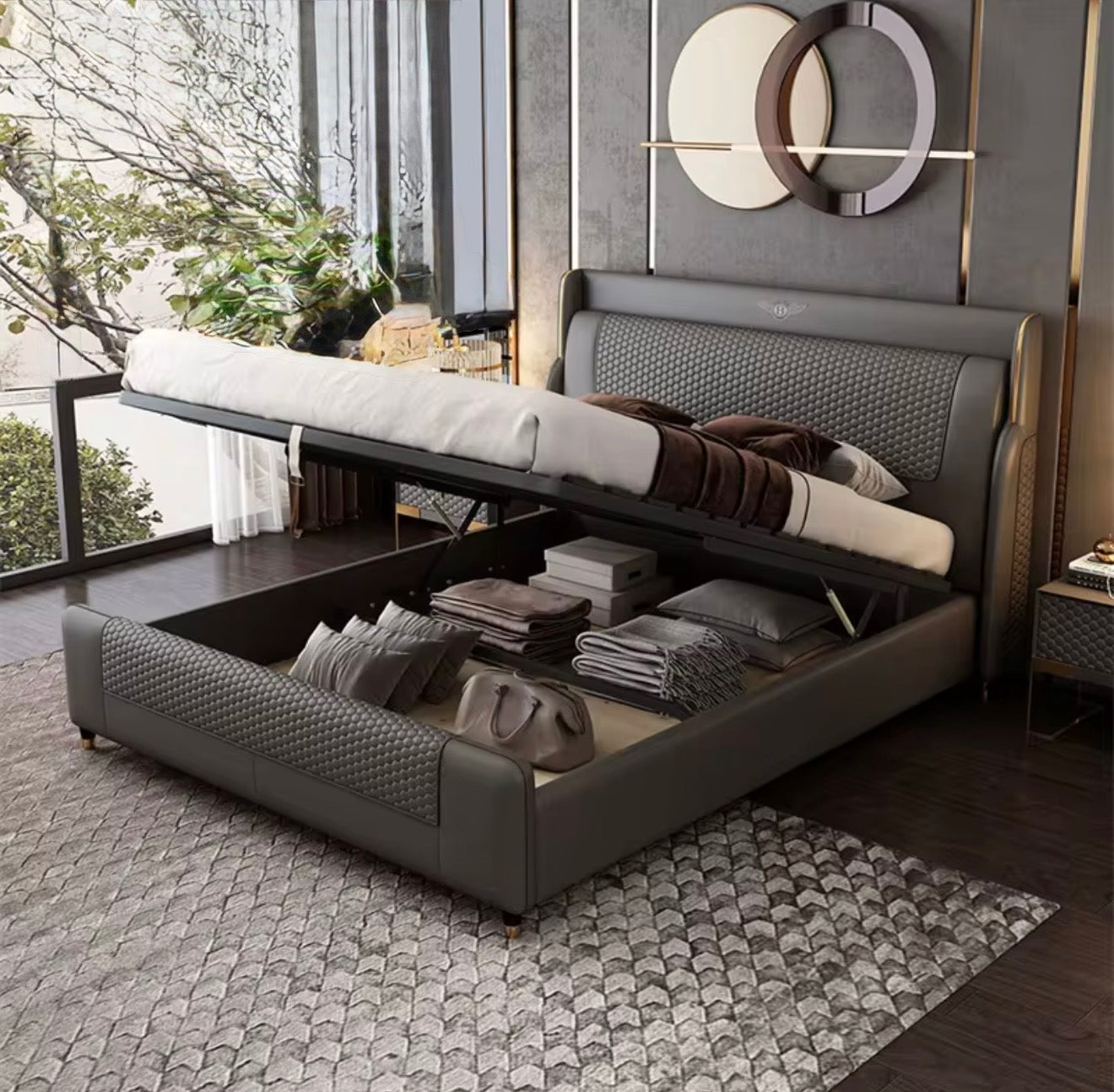 Casa Milano Luxury Leather Storage Bed