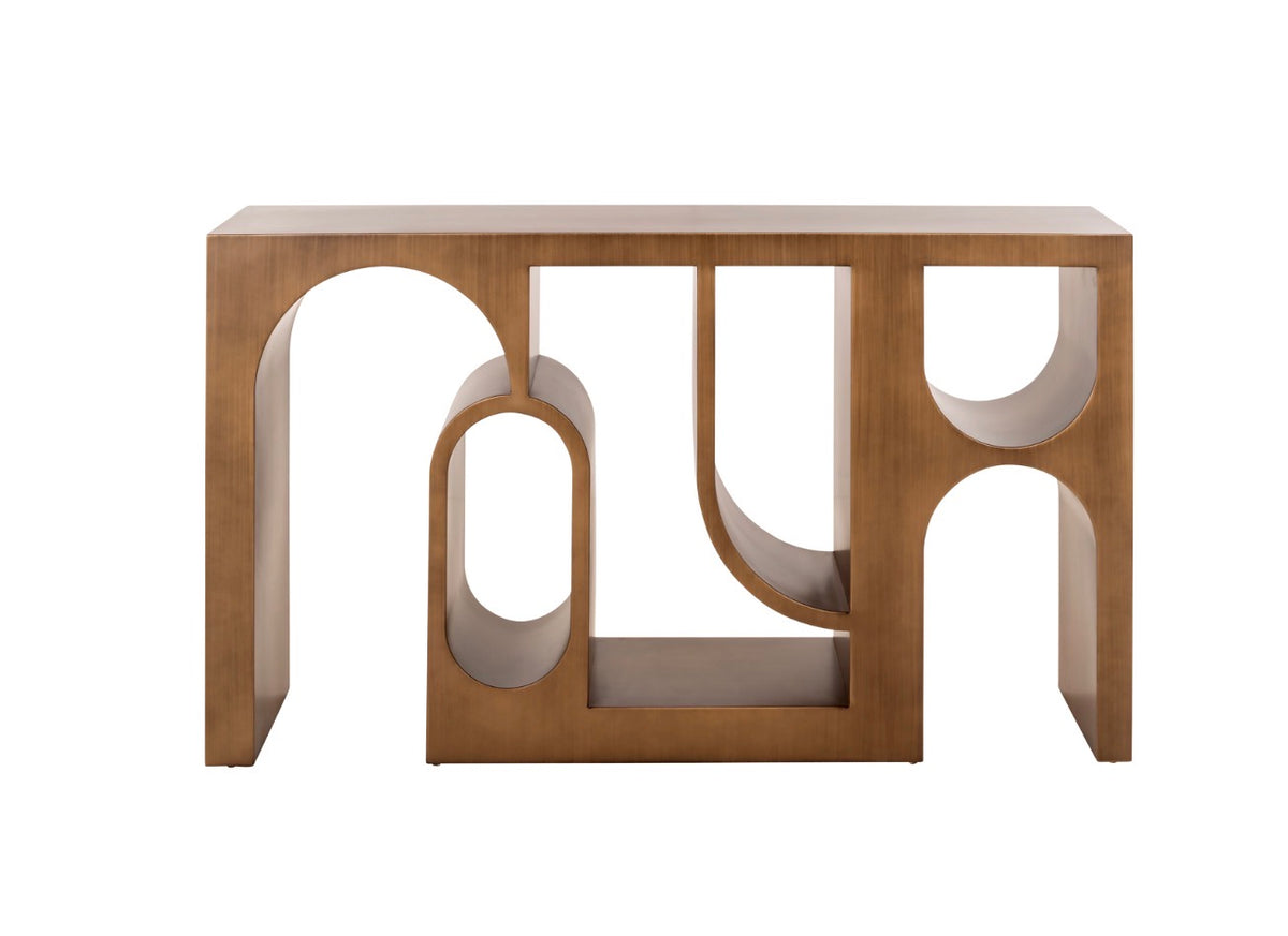 Lugano Sculptural Brushed Gold Console Table