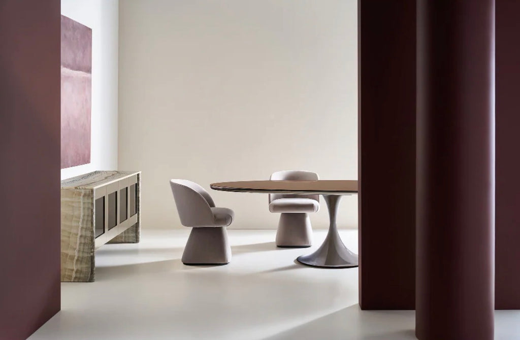 Casa Milano – Vuelta Luxury Swivel Dining Chair in Taupe Velvet