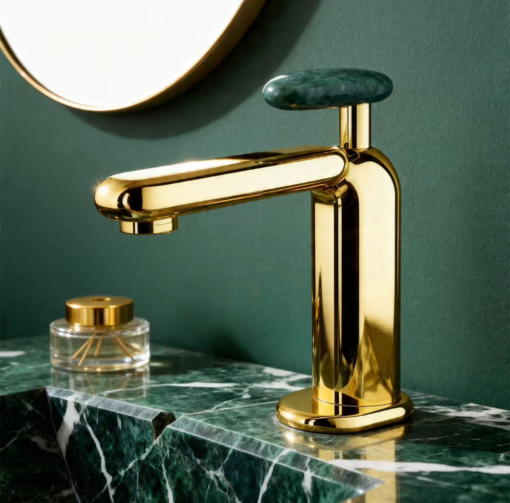 Aviana Solid Brass Basin Faucet with Sculptural Handle