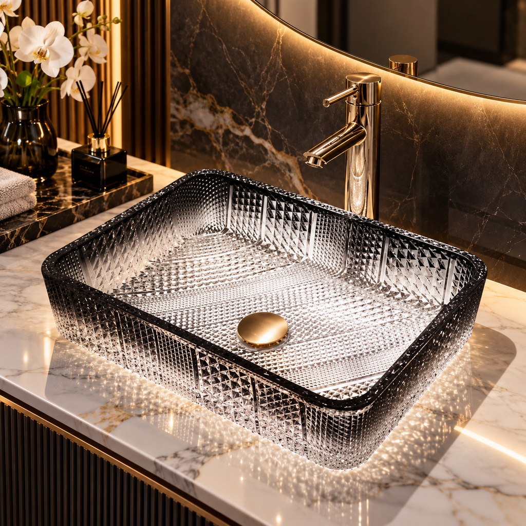 Antonietta Gradient Crystal Glass Vessel Sink