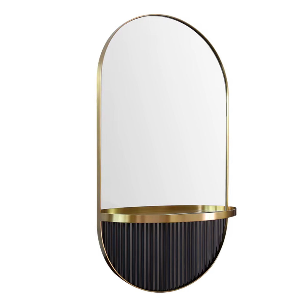ALESSANDRA ARCHED FLUTED BATHROOM MIRROR WITH SHELF
