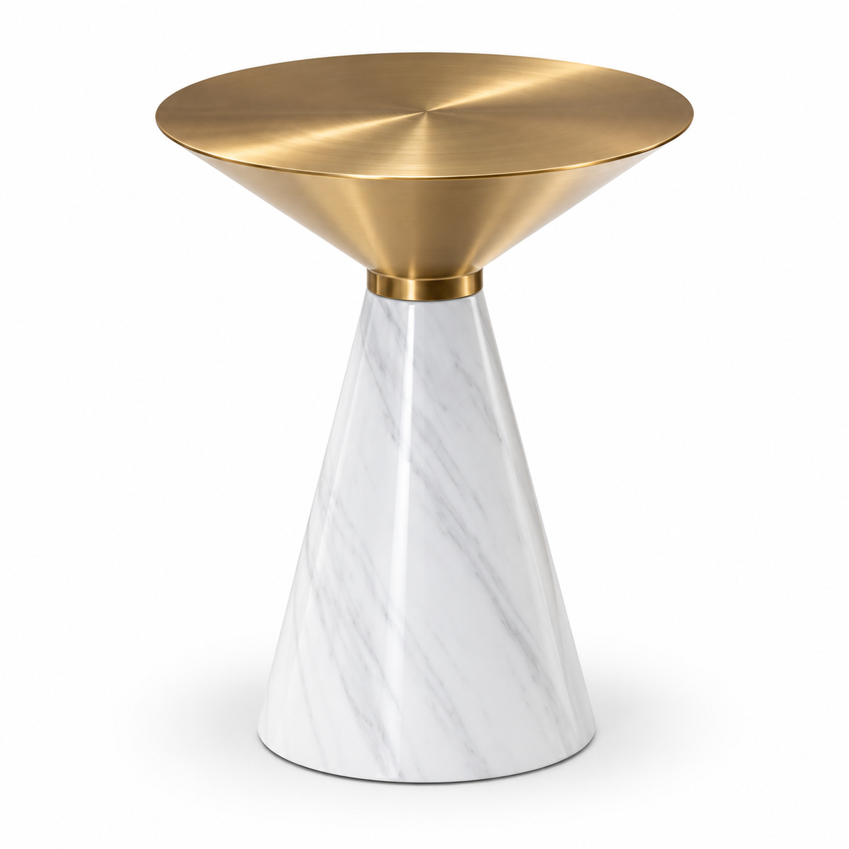 Monaco Sculptural Marble & Stainless Steel Side Table