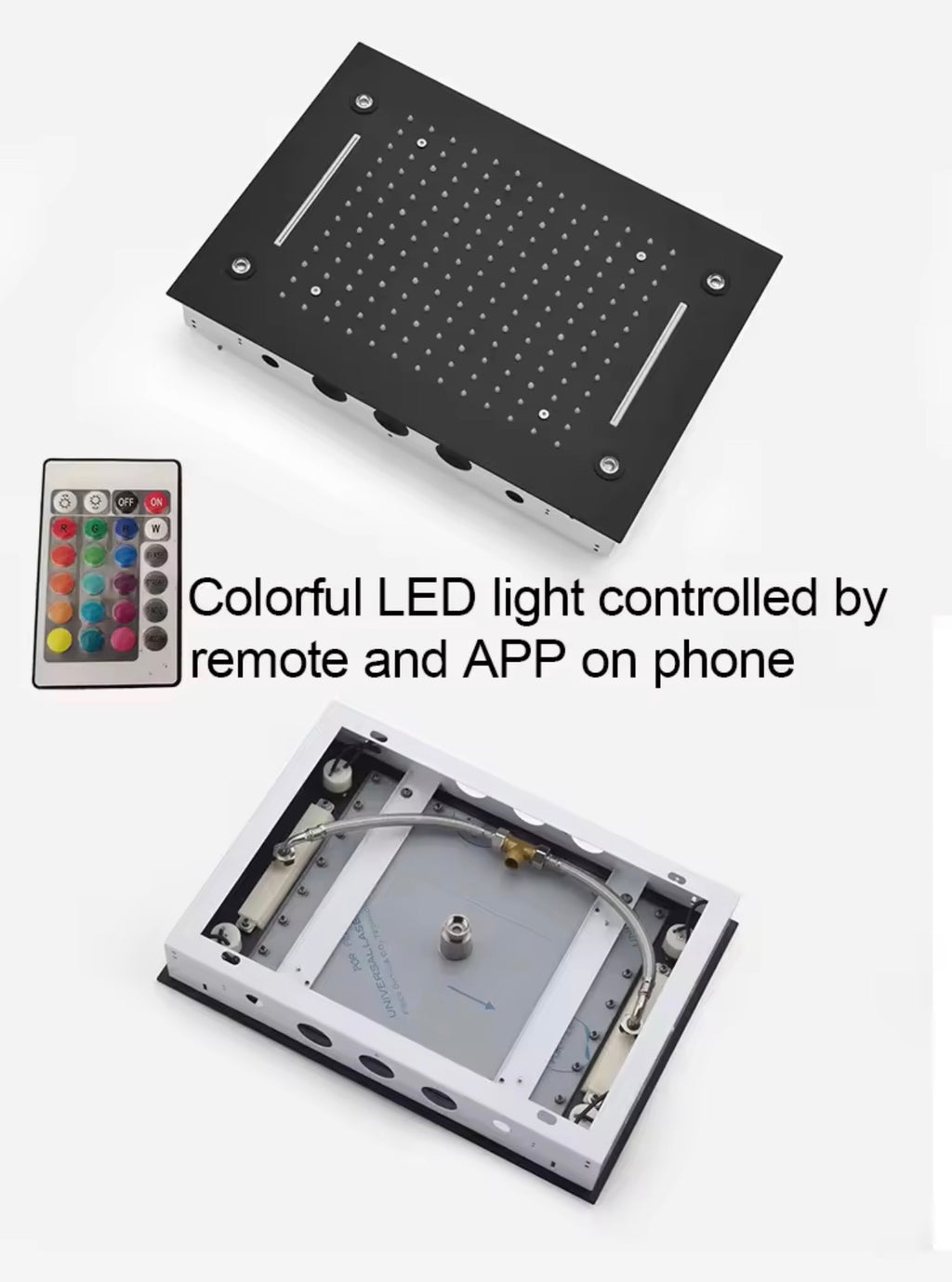 AURA Matte Black LED Shower Head Panel Waterfall Shower System