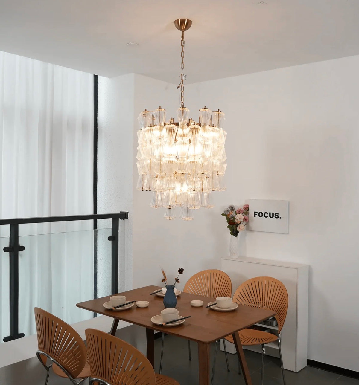 Crystal Cascade Glass Chandelier