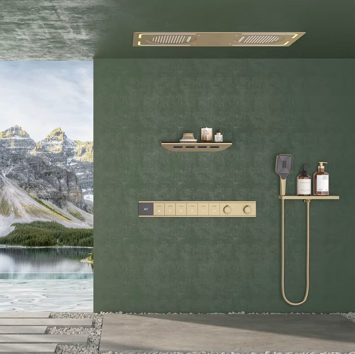 LUCIANO 6-FUNCTION THERMOSTATIC DUAL RAIN SHOWER SYSTEM