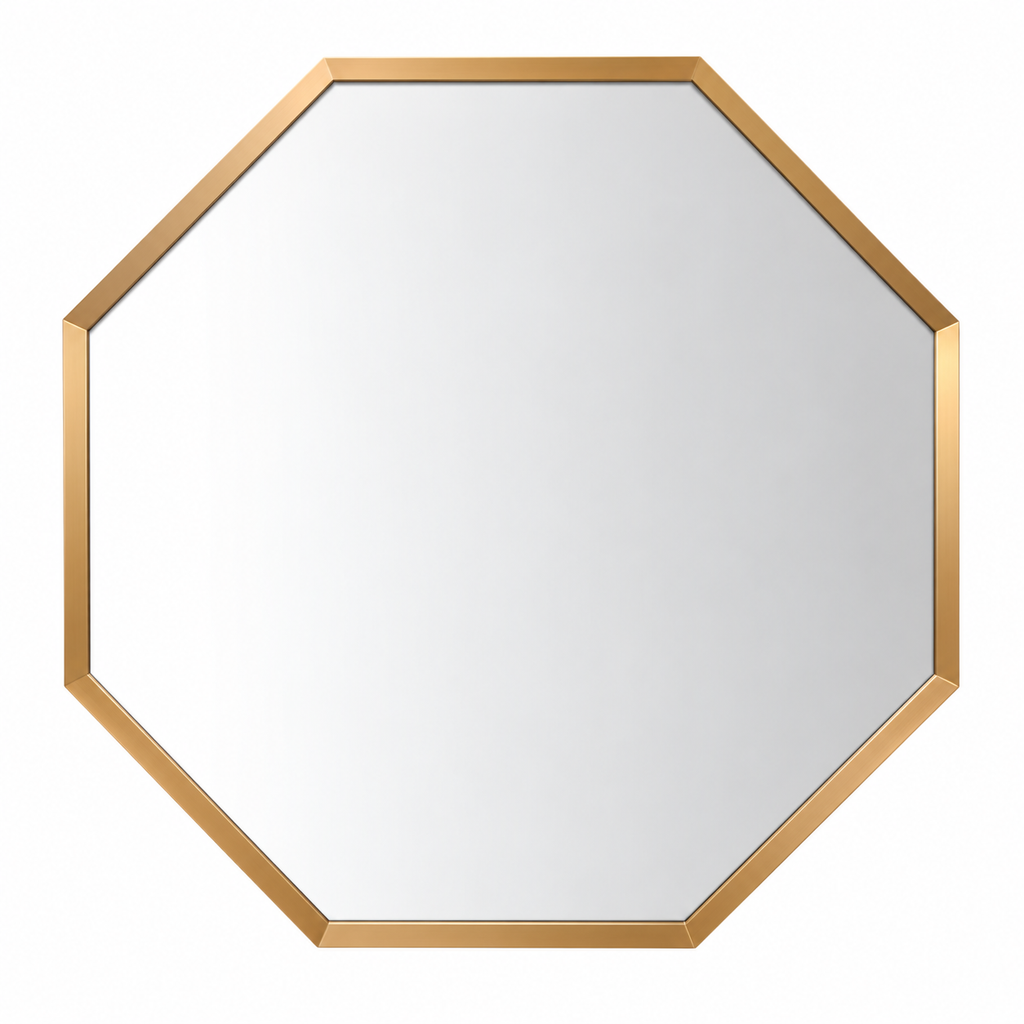 OTTAVIA 36” GEOMETRIC GOLD FRAMED BATHROOM MIRROR