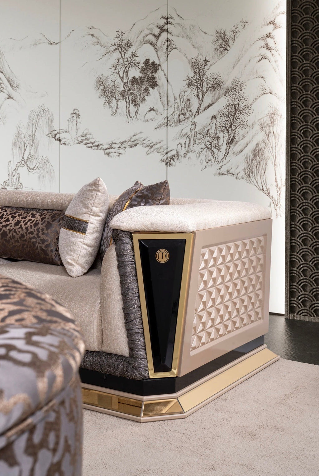 Casa Milano Diamond Collection Luxury Sofa Set with Gold Accents