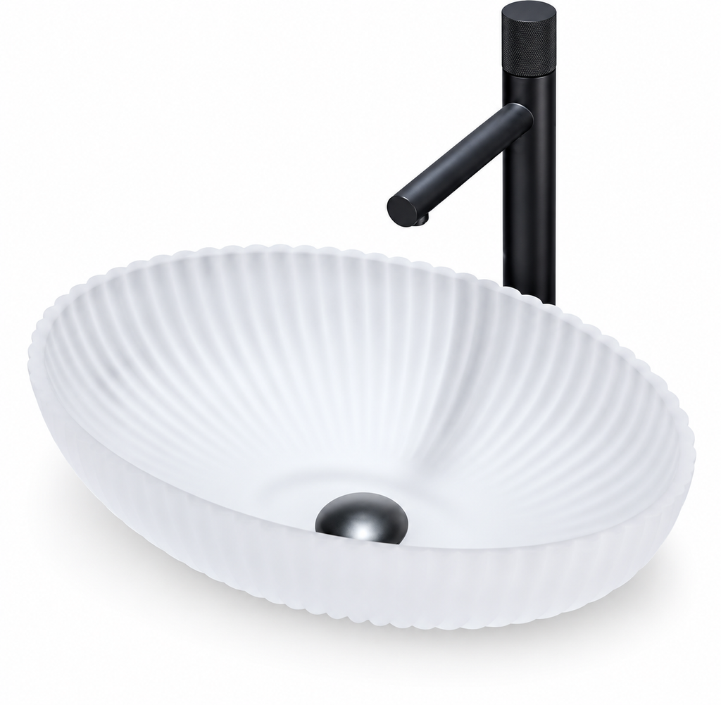 VENEZIA FLUTED GLASS OVAL VESSEL SINK