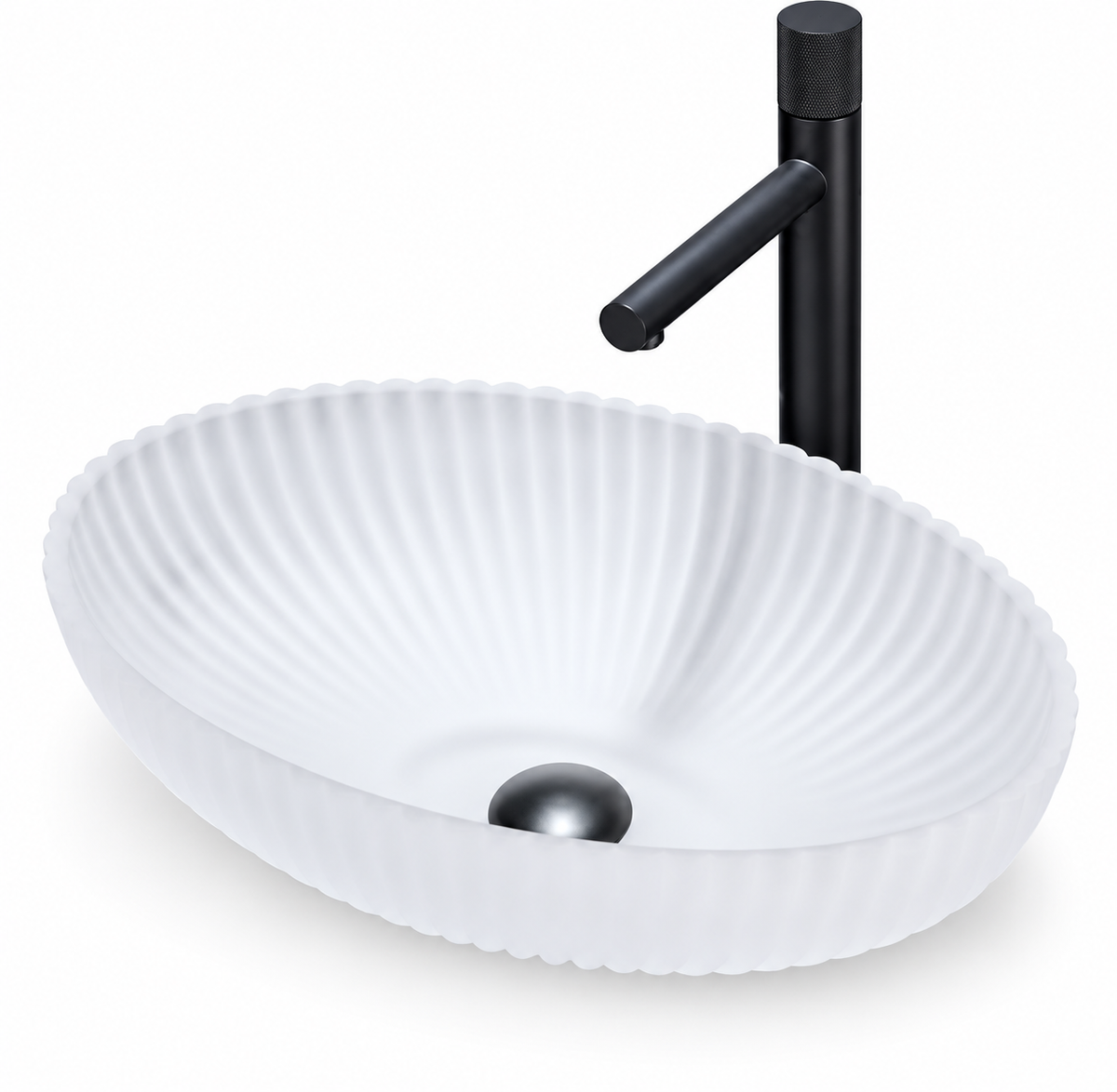 VENEZIA FLUTED GLASS OVAL VESSEL SINK
