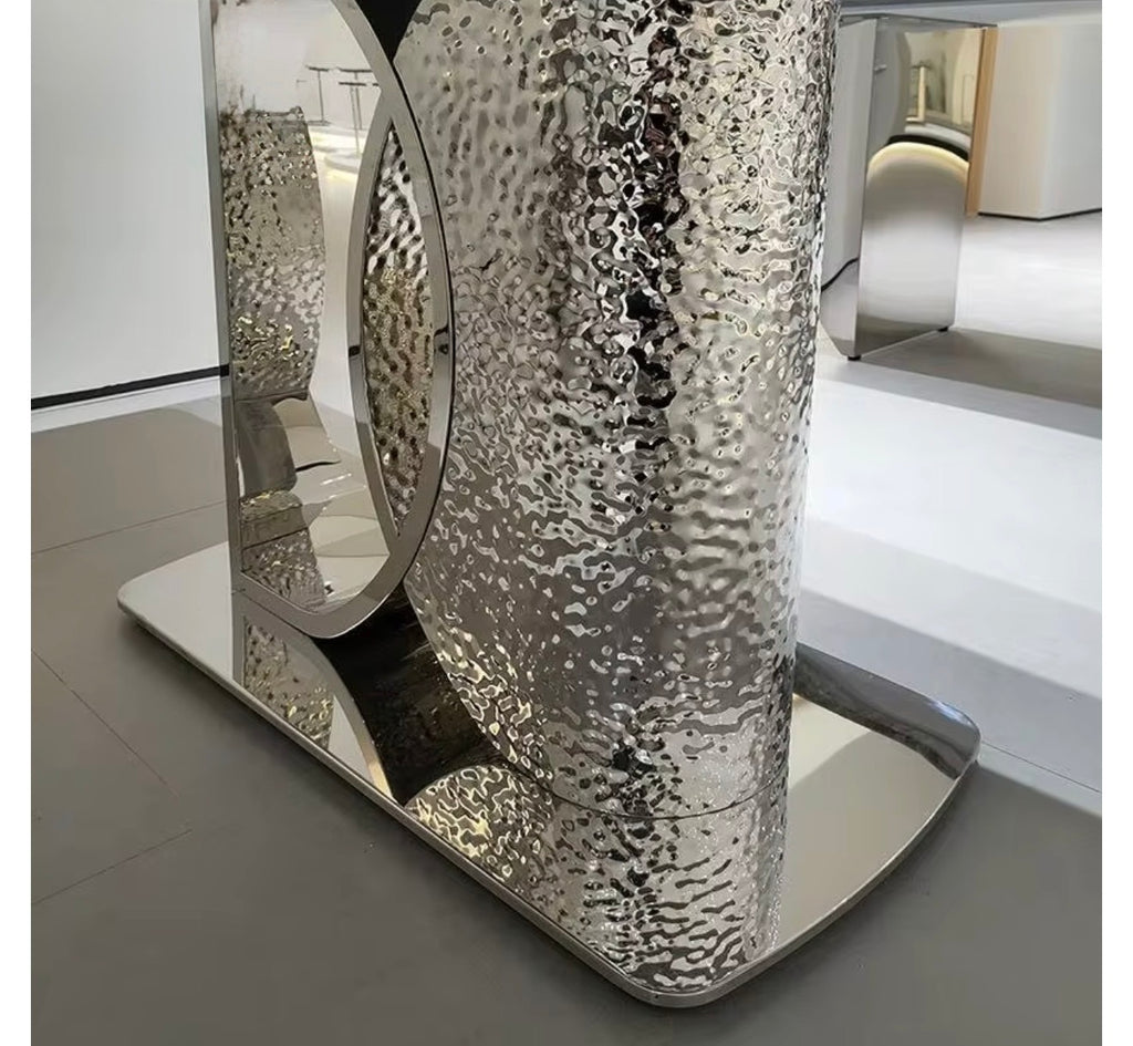 Casa Milano – Wayon Luxury Crystal Stone Dining Table with Mirror Stainless Steel Base