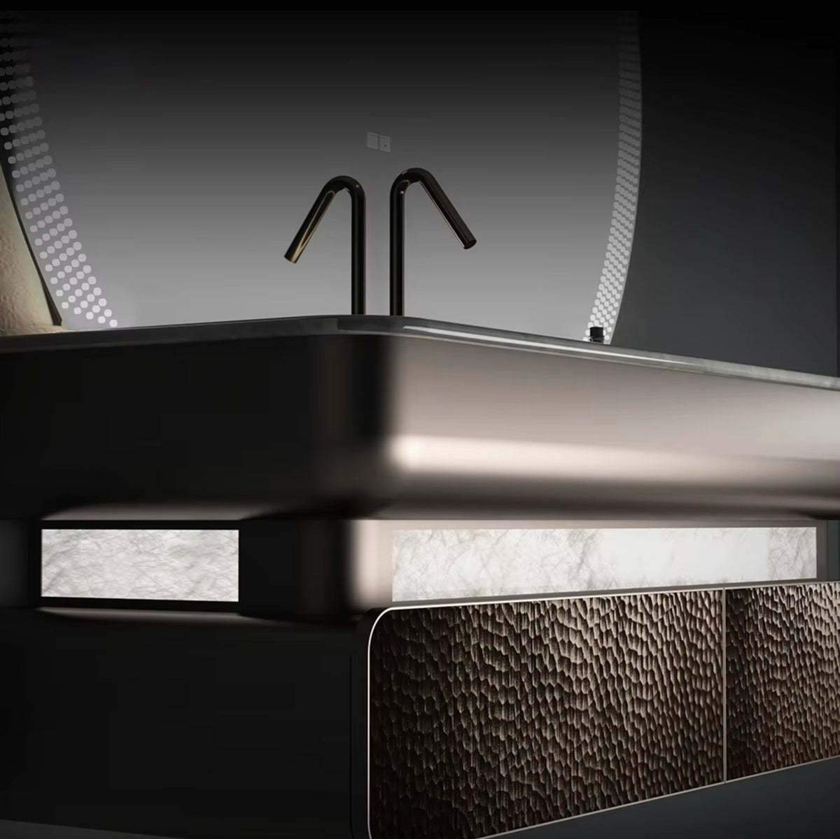 Adelaide Natural Marble & Stainless Steel Luxury Bathroom Vanity with LED Mirror
