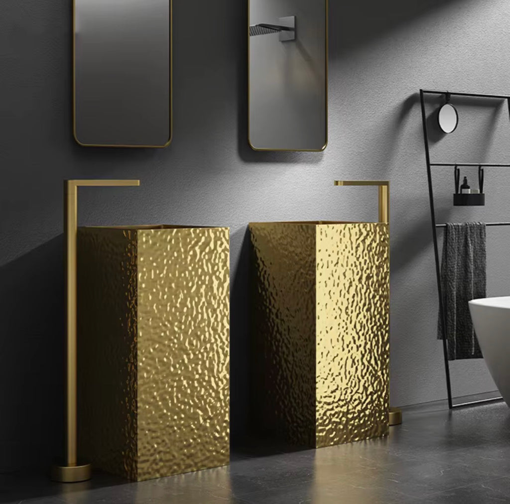 Lucien Hammered Gold 304 Stainless Steel Pedestal Sink