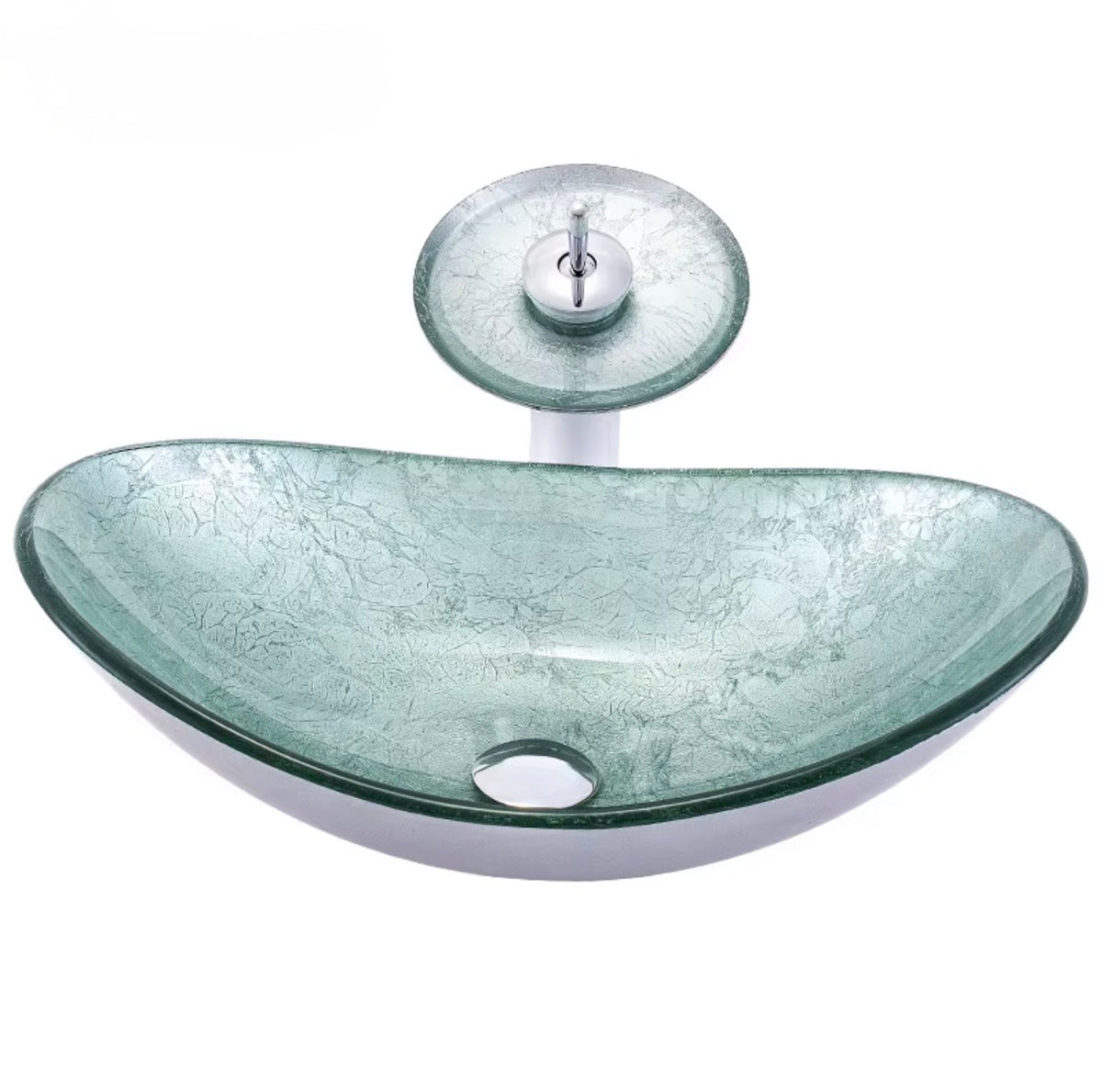 Luciana Celadon Tempered Glass Vessel Sink Set