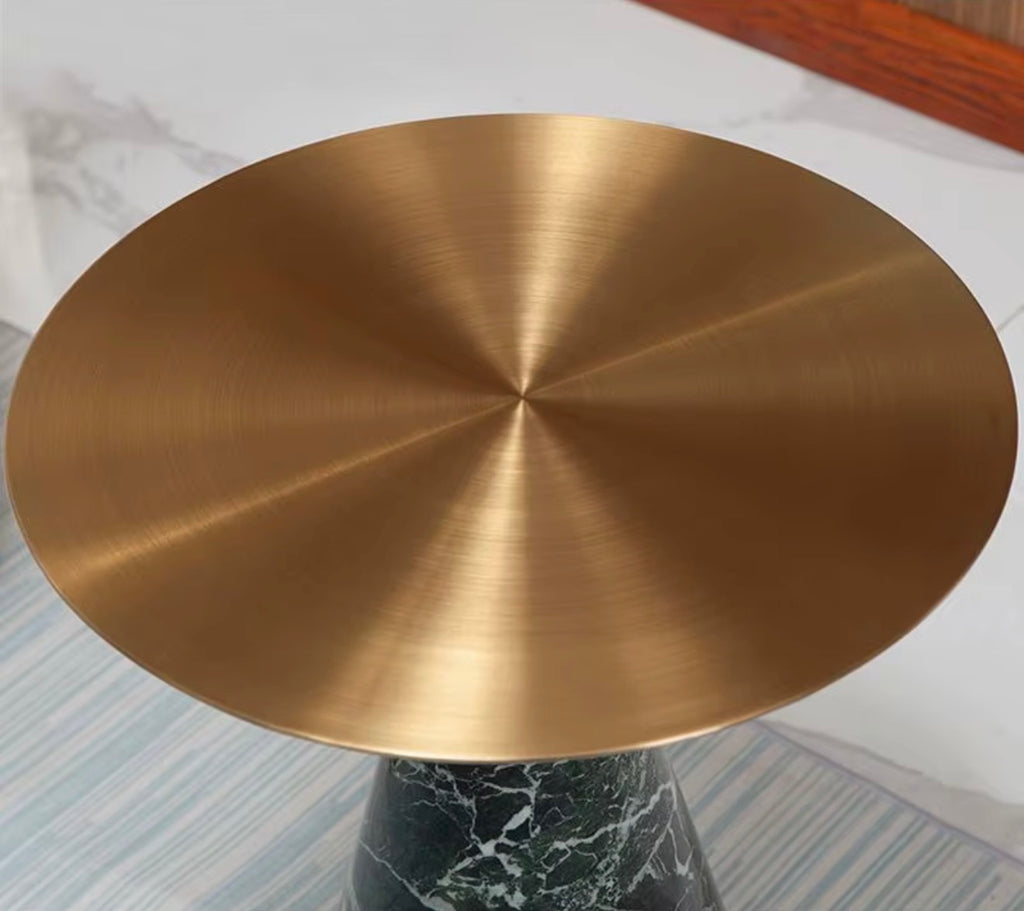 Monaco Sculptural Marble & Stainless Steel Side Table