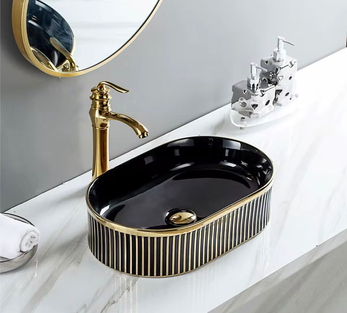Valentina Ribbed Ceramic Vessel Sink