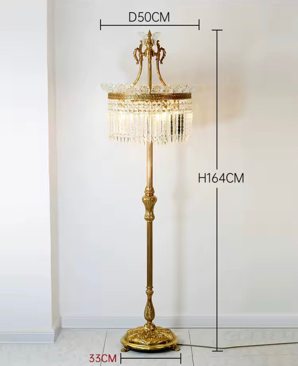 Isadora Gilded Crystal Floor Lamp