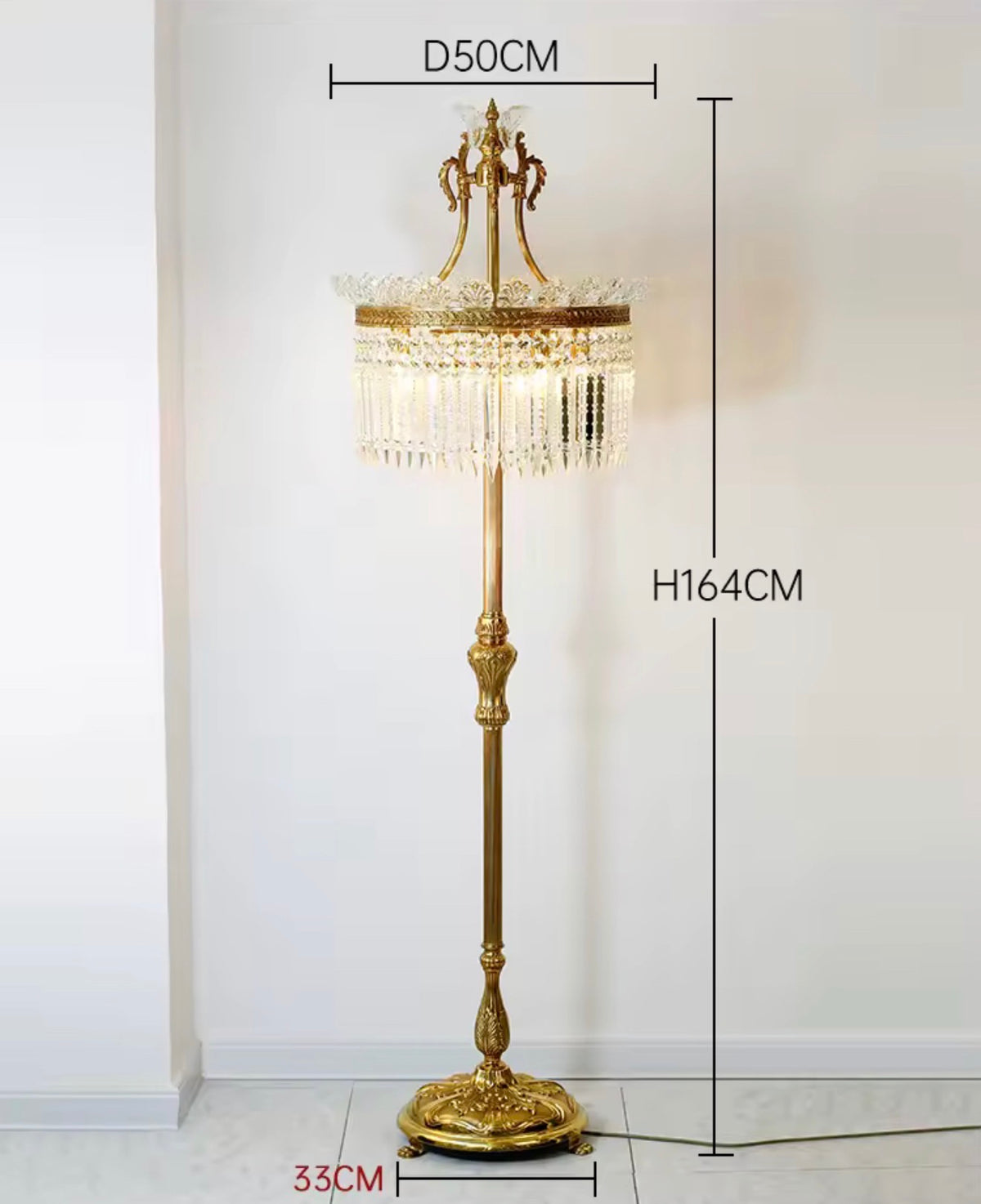 Isadora Gilded Crystal Floor Lamp