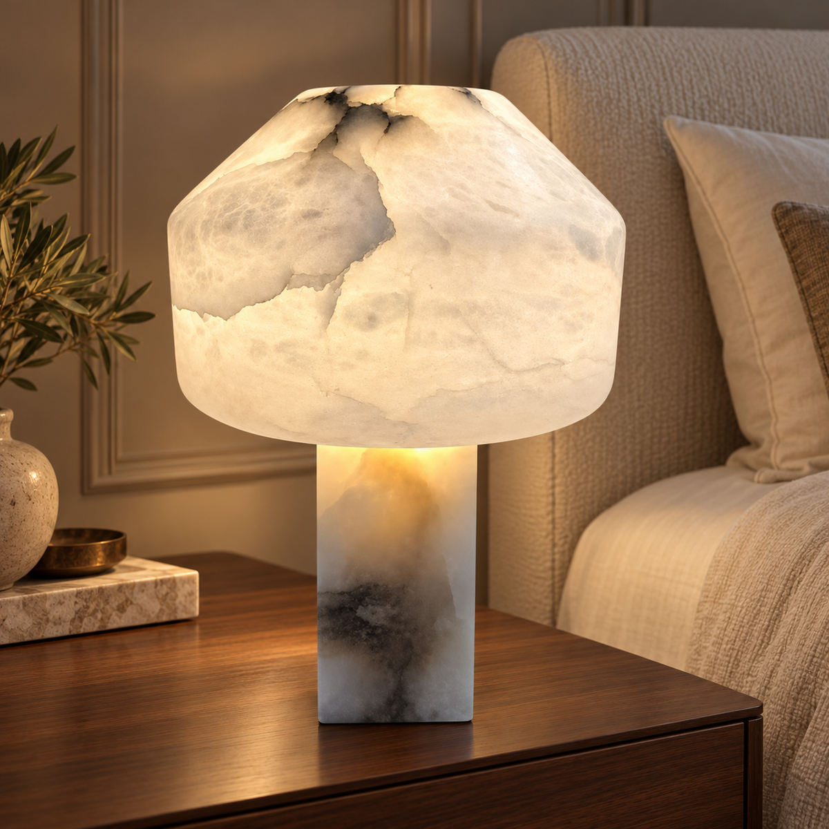 Bianca Spanish Marble LED Table Lamp