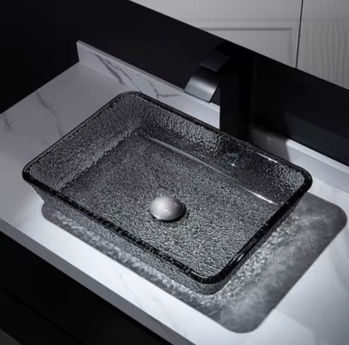 Vittoria Glacier Textured Glass Vessel Sink