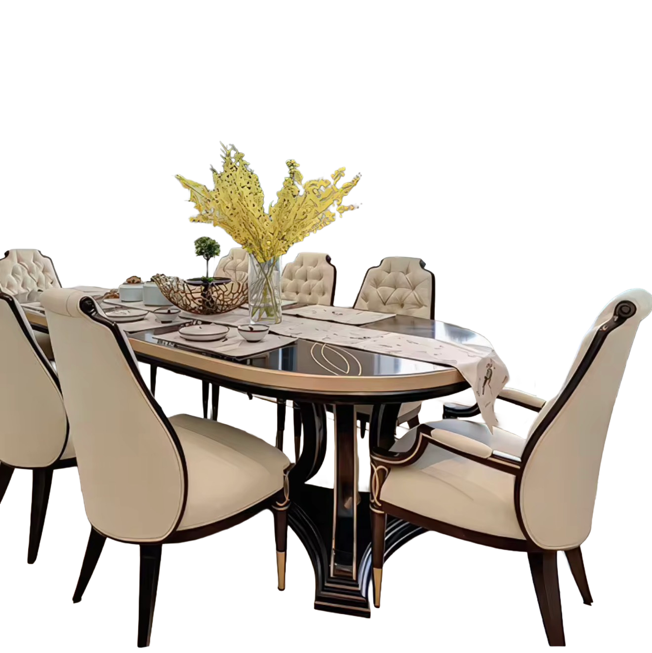 Casa Milano Bellagio Oval Luxury Dining Table Set.