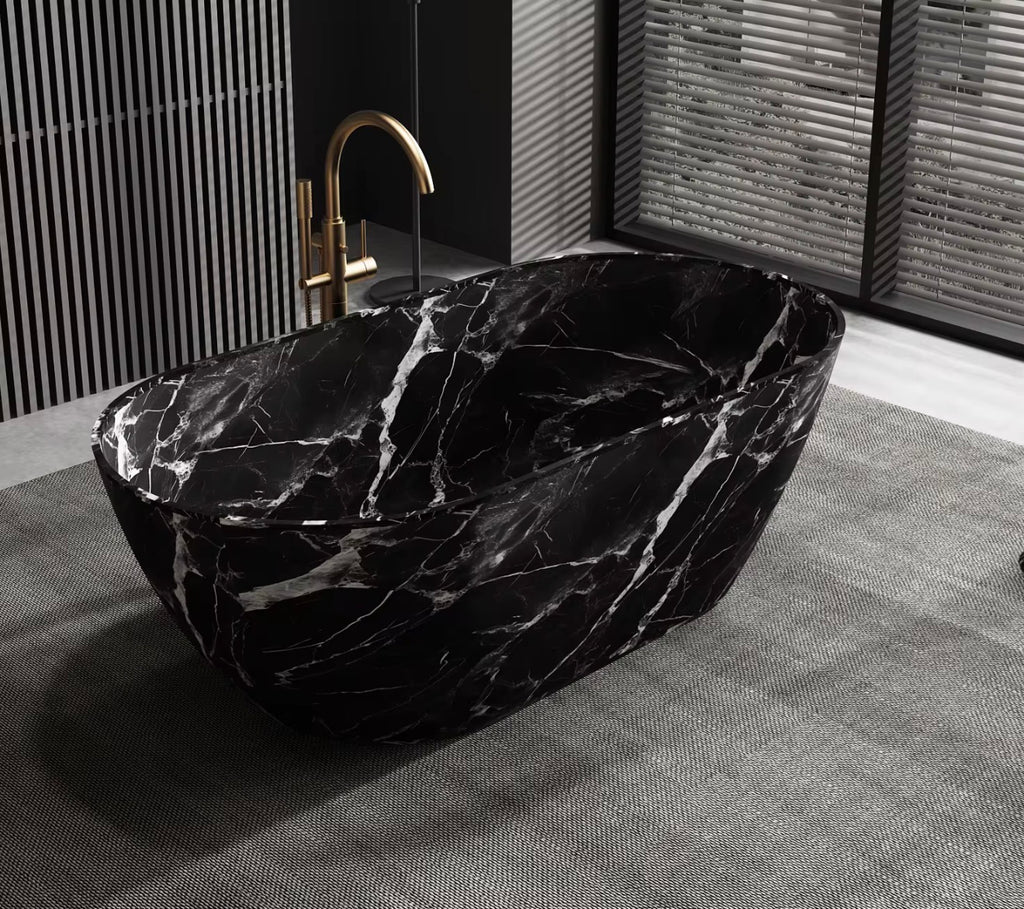 Nero Black Solid Surface Bathtub