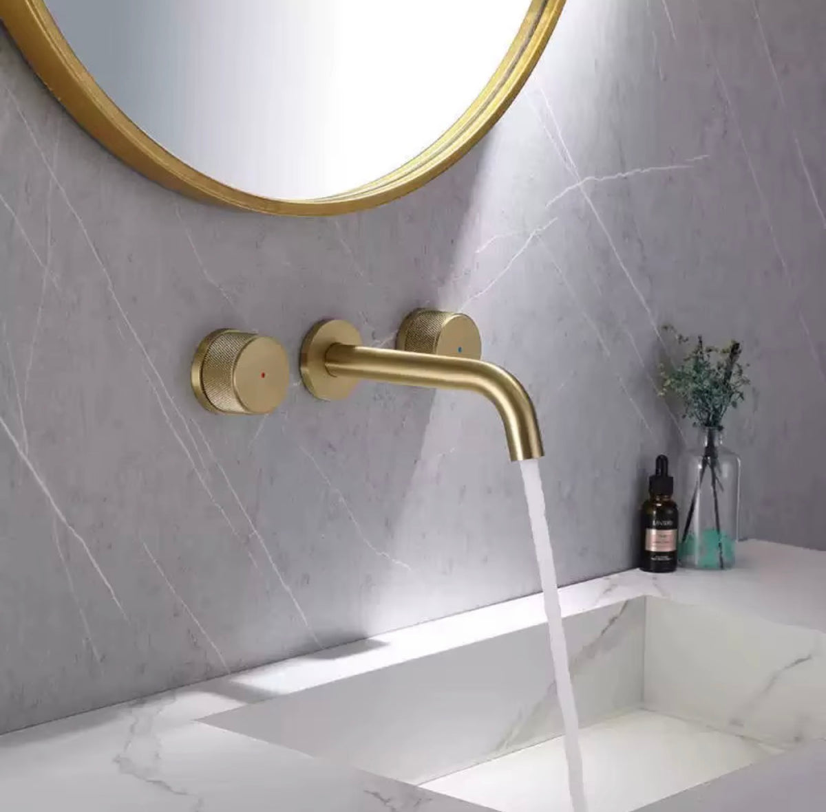 Alessio Knurled Dual-Handle Wall-Mounted Faucet