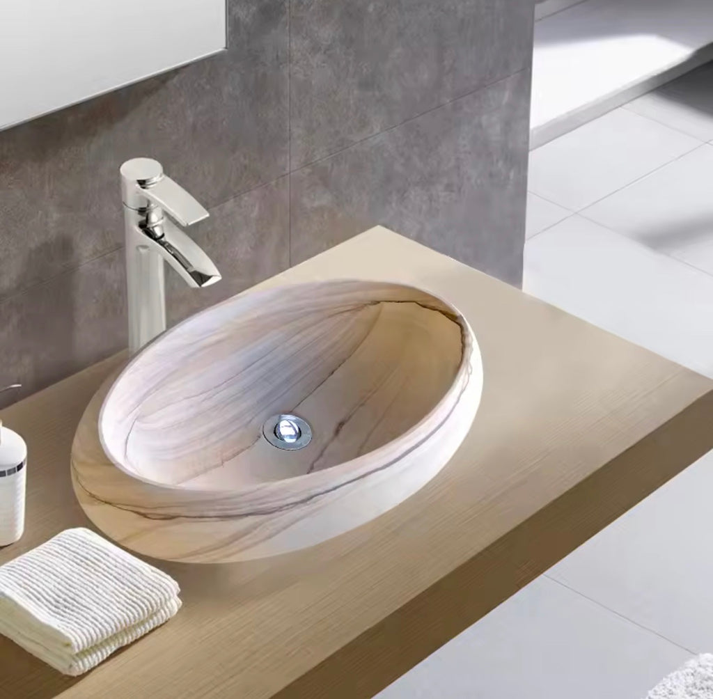 Aveline Oval Marble Vessel Sink