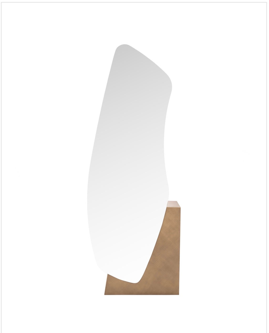 Mayla Brushed Gold Sculptural Floor Mirror