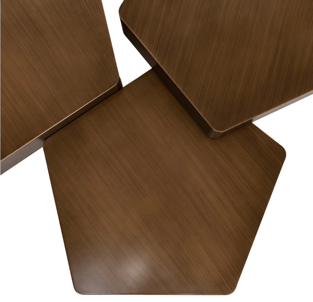 Hexa Brushed Gold Sculptural Coffee Table Set