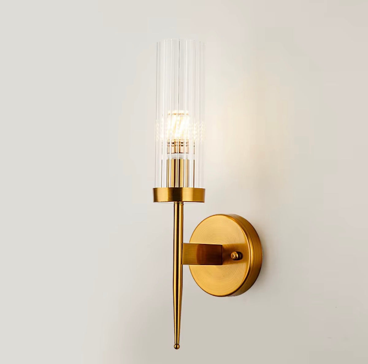 Arianne Clear Glass & Brass Wall Sconce