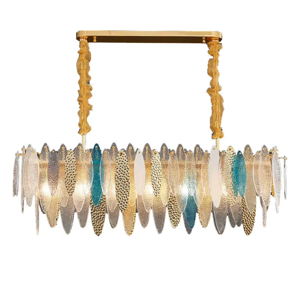 Melia Glass Leaf Linear Chandelier