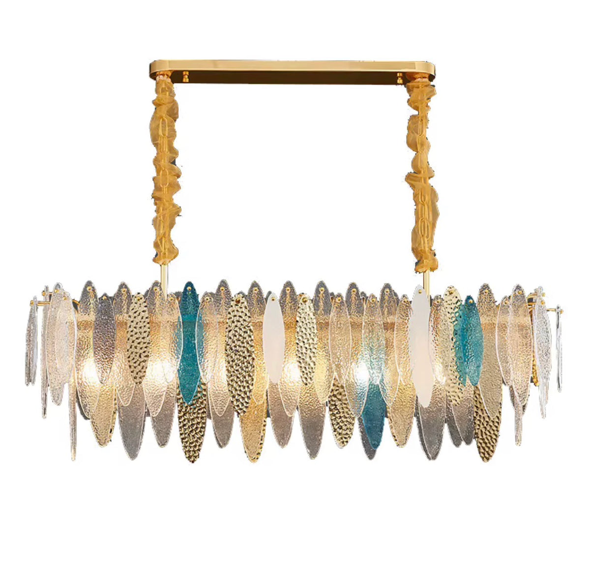 Melia Glass Leaf Linear Chandelier