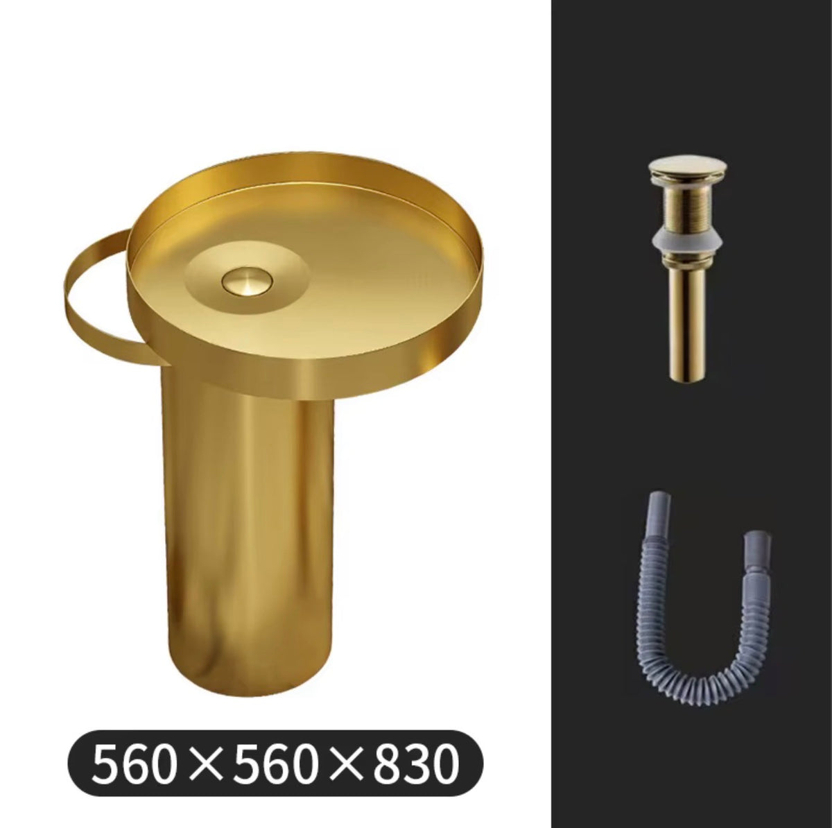 Vittoria Round Stainless Steel Pedestal Sink Set