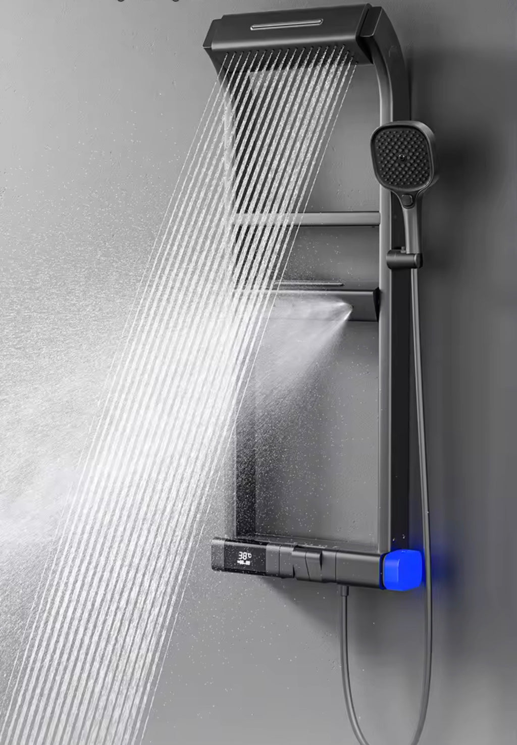 Bellara Thermostatic Waterfall Shower System with Digital Display