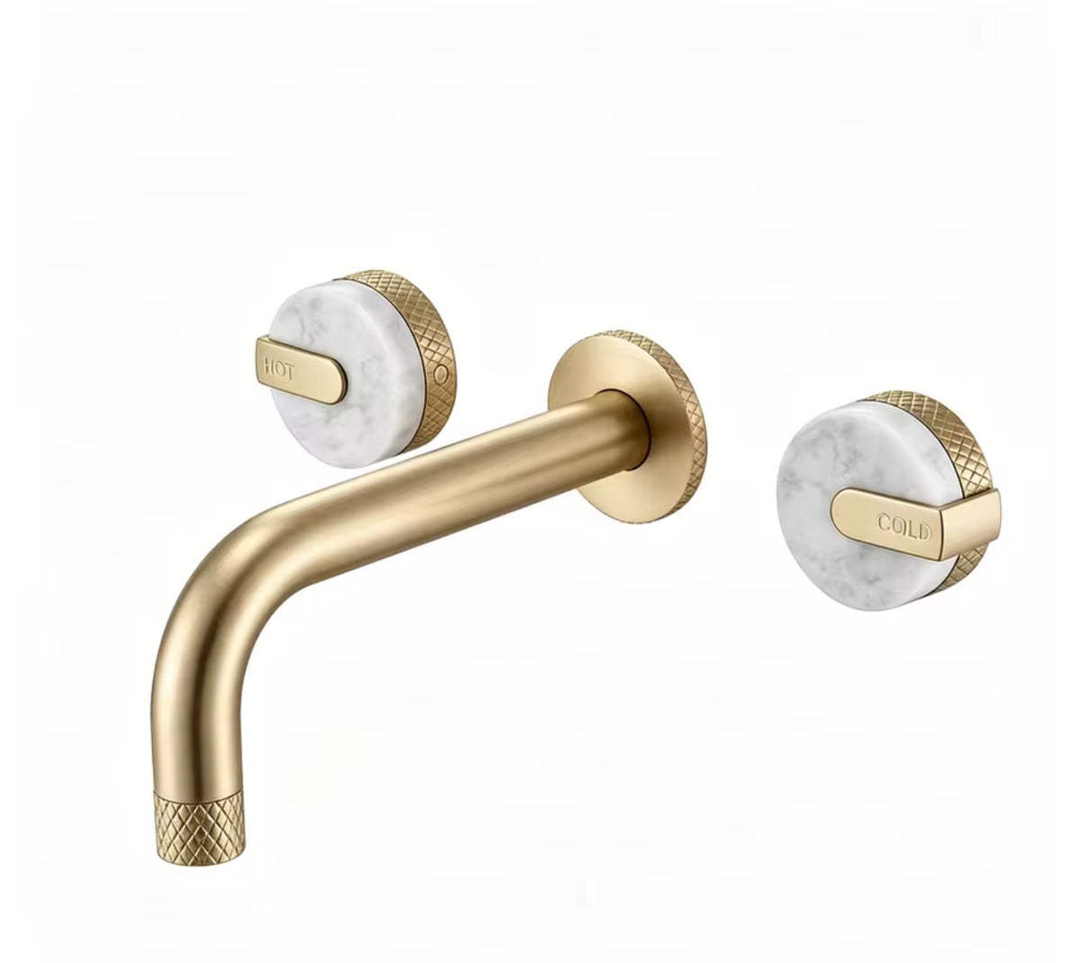 Élodie Knurled Handle Marble 3-Hole Wall-Mounted Basin Faucet