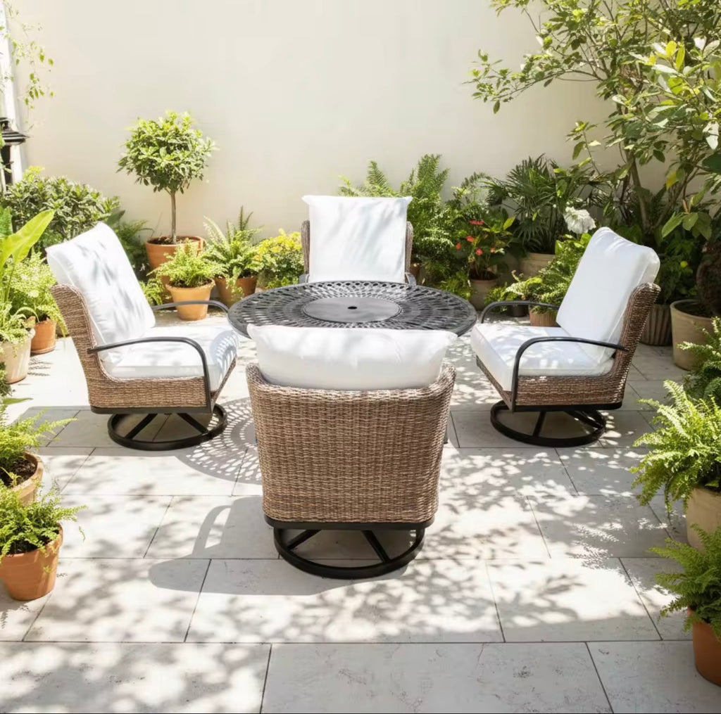 Casa Milano – Riviera Wicker Swivel Outdoor Dining Set