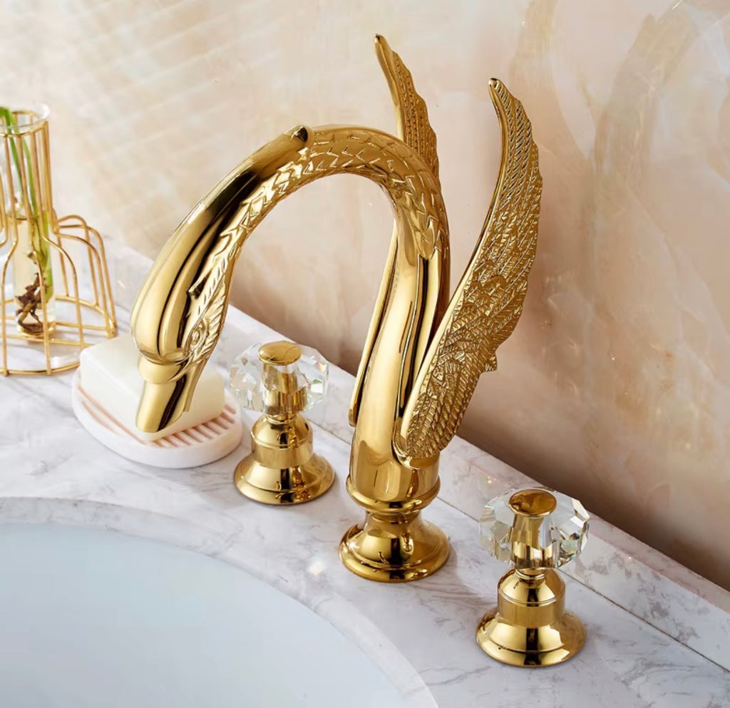 Cygne Sculptural  Swan Widespread Bathroom Faucet
