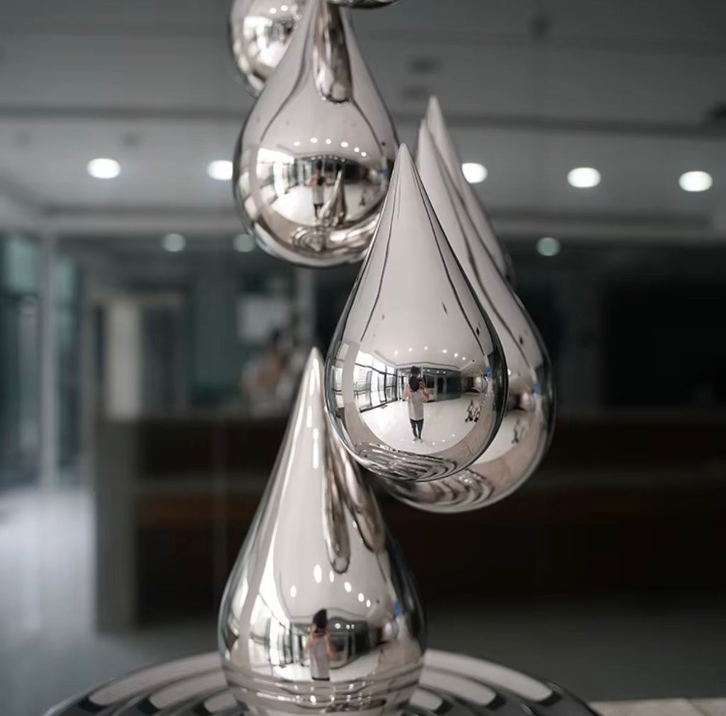 Serena Mirror Polished Stainless Steel Water Drop Sculpture