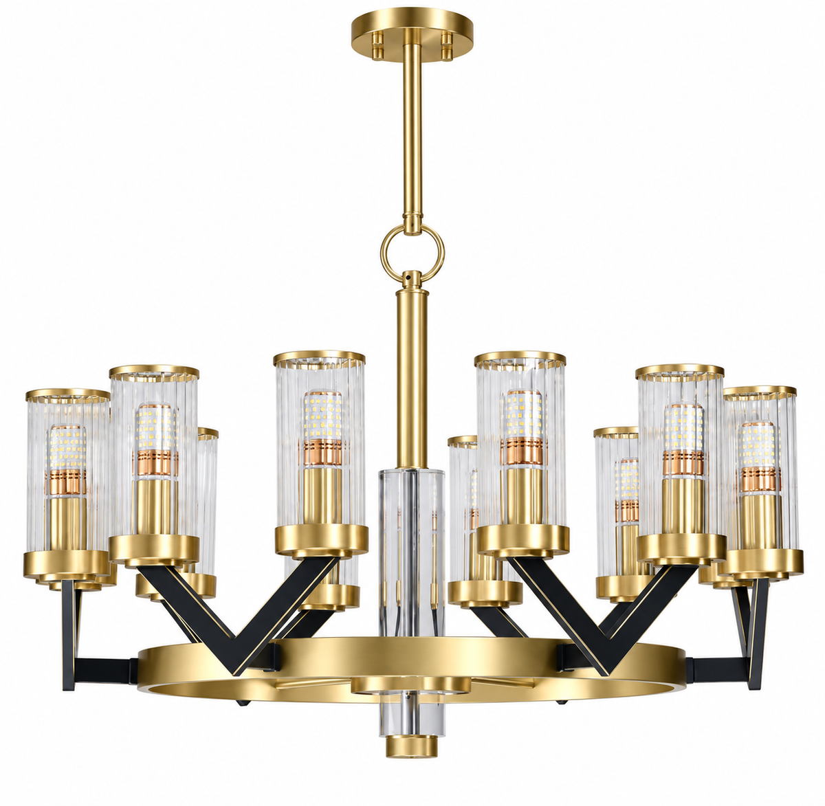 Vittoria Black & Gold Glass Chandelier
