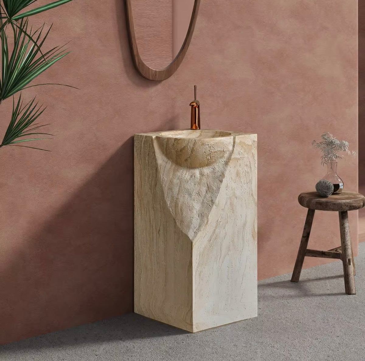 Emilia Sculpted Stone Pedestal Sink