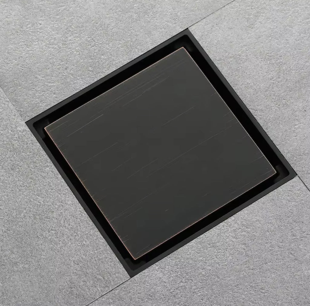 LORENZO BRASS TILE-INSERT FLOOR DRAIN – MATTE BLACK
