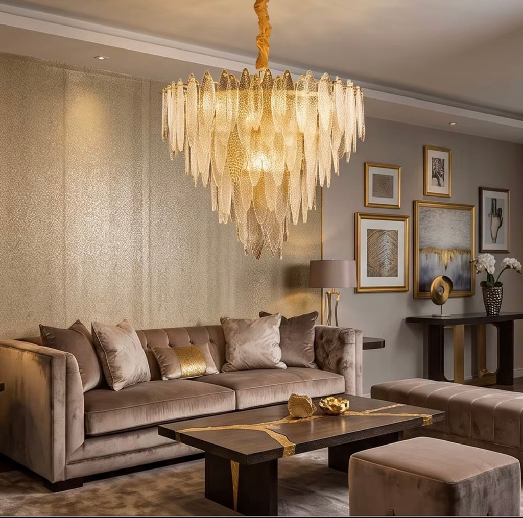 Camille Glass Leaf Chandelier